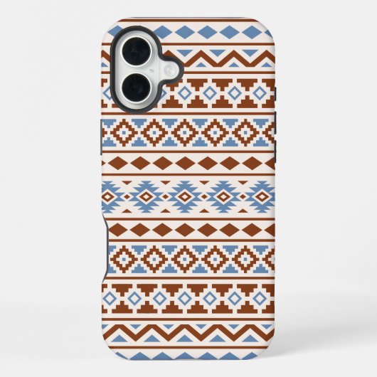 エッセンスアステカパターンII錆ブルークリーム iPhoneケース (裏面)