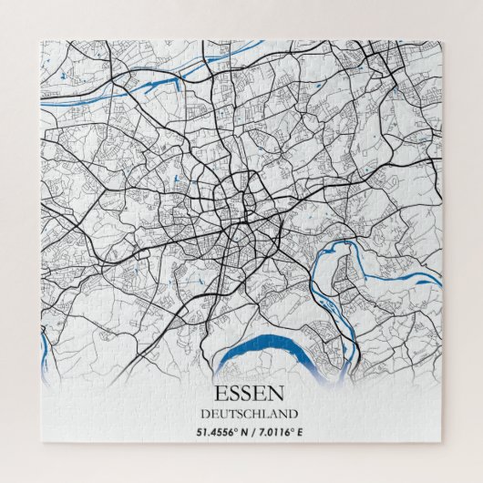 エッセンドイツランドシティ地図と旅行シンプル ジグソーパズル (縦)