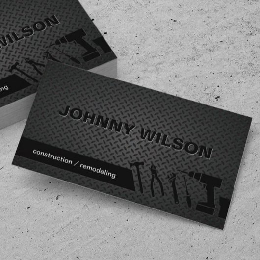 エッチモダンブラックメタルプレート建築 名刺