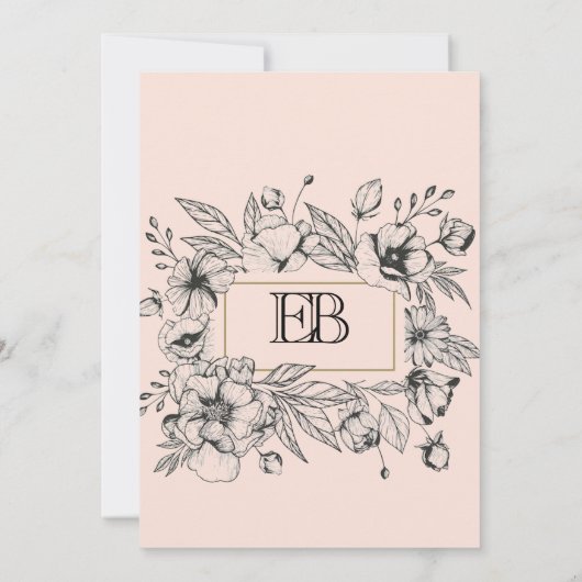 エッチングされたアンティークフローラフレーム招待状 招待状 (裏面)