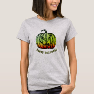 エッチングされたジャック・オ・ランタンのハロウィーンTシャツ Tシャツ