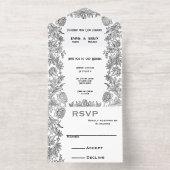 エッチングされたフローラすべて1つの結婚式の招待 オールインワン招待状 (内側)