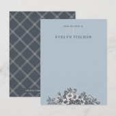 エッチングされたフローライラストレーションひな形 – 青 (正面/裏面)