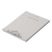 エッチングされたフローライラストレーションメモ帳 – グレー ノートパッド (回転)