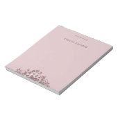 エッチングされたフローライラストレーションメモ帳 – ピンク ノートパッド (回転)