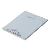 エッチングされたフローライラストレーションメモ帳 – 青 ノートパッド (回転)