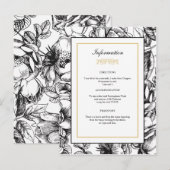 エッチングされたフローラブラック&金ゴールド結婚の情報ポストカード ポストカード (正面/裏面)