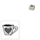 エッチングされた木製ハートスタンプ付きコーヒーカップ ラバースタンプ (押印)