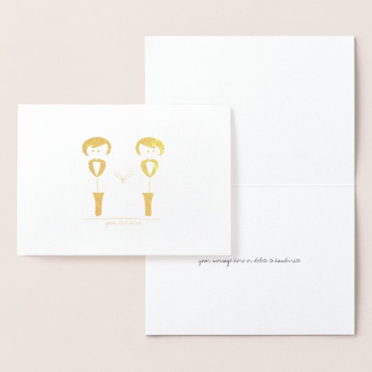 エッチングされた金のフォイル新郎と新郎のウェディングカード 箔カード (ディスプレー)