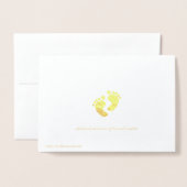 エッチングされた金ゴールドホイルのベビーの足の挨拶状 箔カード (裏面封筒付き)