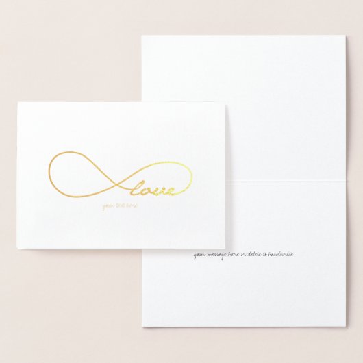 エッチングされた金箔インフィニティLOVEグリーティングカード 箔カード (ディスプレー)