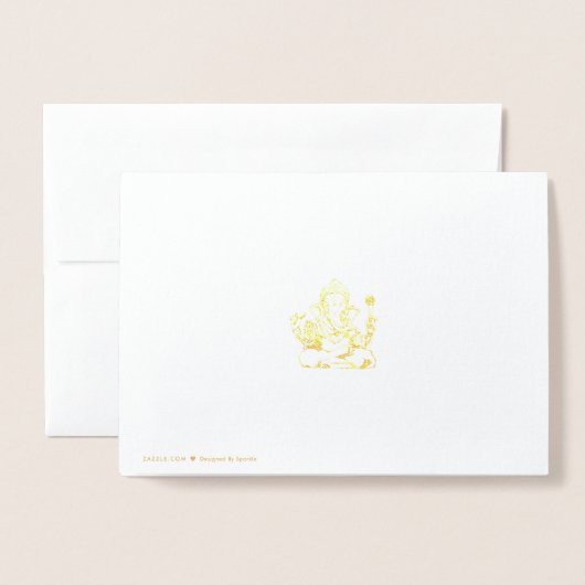 エッチングされた金箔ガネシャグリーティングカード 箔カード (裏面封筒付き)