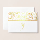 エッチングされた金箔ガネシュインディアンウェディングカード 箔カード (封筒付き正面)