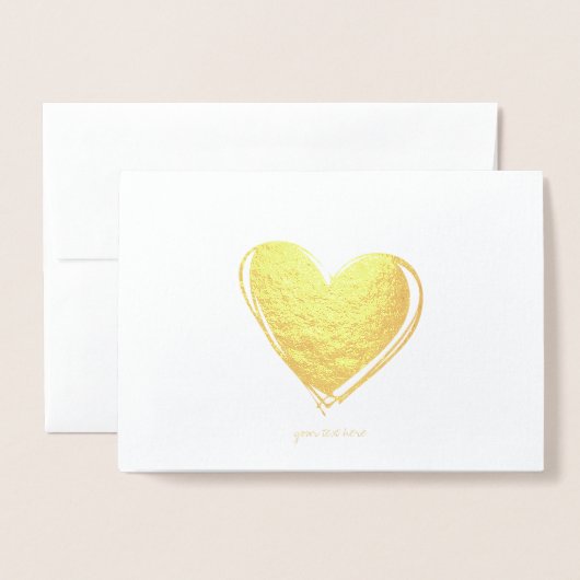 エッチングされた金箔ハートグリーティングカード 箔カード (封筒付き正面)