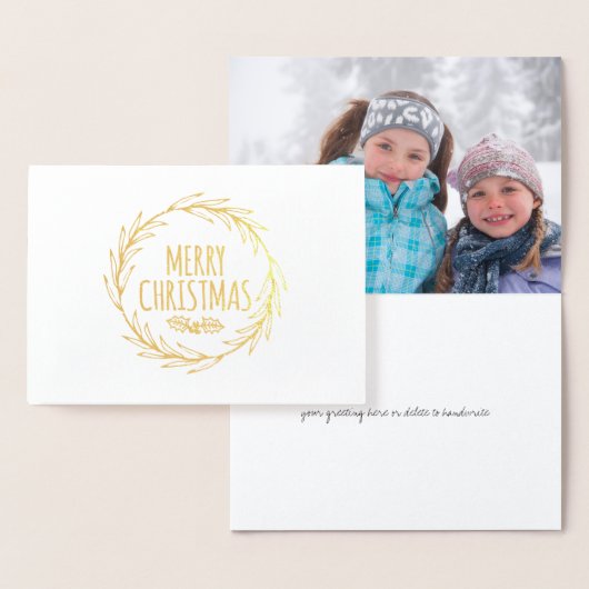 エッチングされた金箔メリークリスマスリースカード 箔カード (ディスプレー)