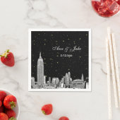 エッチングされたNYCスカイラインスター結婚リーDIY BG スタンダードカクテルナプキン (インサイチュ)