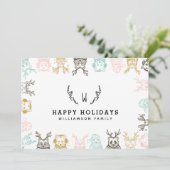 エッチングモダンスタイルウッドランド動物クリスマス シーズンカード (スタンド正面)