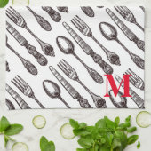 エッチングヴィンテージクラシック銀器グルメイニシャル キッチンタオル (折り畳み)