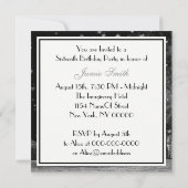 エッチングNYCスカイラインブラックBGホワイトハートスウィート16 招待状 (裏面)