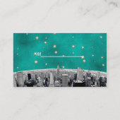 エッチングNYCスカイライン2ティール(緑がかった色)金ゴールドスター座席表 プレイスカード (裏面)