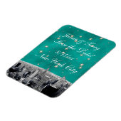 エッチングNYCスカイライン2ティール(緑がかった色)金ゴールドスター日付を保存 マグネット (左側)