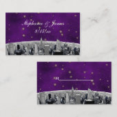 エッチングNYCスカイライン2パープル金ゴールドスター座席表 プレイスカード (正面/裏面)