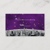 エッチングNYCスカイライン2パープル金ゴールドスター護衛カード プレイスカード (裏面)