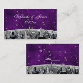 エッチングNYCスカイライン2パープル金ゴールドスター護衛カード プレイスカード (正面/裏面)