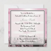 エッチングNYCスカイライン2ブラックピンクスウィート16パーティー 招待状 (裏面)