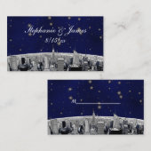 エッチングNYCスカイライン2青い金ゴールドスター座席表 プレイスカード (正面/裏面)