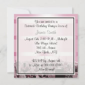 エッチングNYCスカイライン2PピンクブルーRbn H甘い16 Pty 招待状 (裏面)