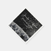 エッチングNYCスカイライン#2白黒結婚ハート スタンダードカクテルナプキン (角)