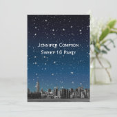 エッチングNYCスカイライン#3V2スターリーブルーサンセットスウィート16 招待状 (スタンド正面)
