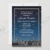 エッチングNYCスカイライン#3V2スターリーブルーサンセットスウィート16 招待状 (裏面)