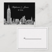 エッチングNYCスカイラインDIY BGカラー座席表#2 プレイスカード (正面/裏面)