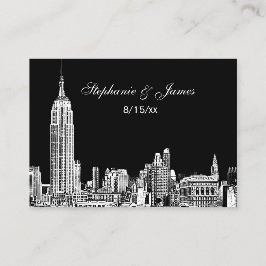 エッチングNYCスカイラインDIY BGカラー座席表#2 プレイスカード (正面)