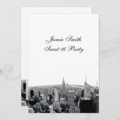エッチングNYC魚眼スカイライン2 BW甘い16 V 招待状 (正面/裏面)