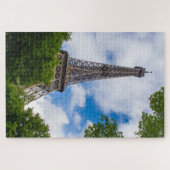 エッフェルの青空と木の間の塔、パリ ジグソーパズル (横)