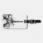 エッフェルカッコいいタワーがドット(ばちゃばちゃ)跳ねる蝶 ラゲッジタグ (正面横)