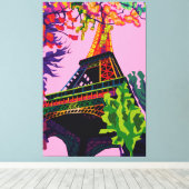 エッフェルカラフルタワーお祝い キャンバスプリント (インサイチュ (ウッドフロア))