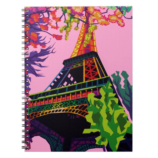 エッフェルカラフルタワーお祝い ノートブック (正面)