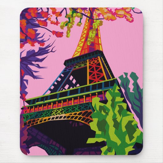 エッフェルカラフルタワーお祝い マウスパッド (正面)