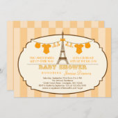 エッフェルタフランスのワーツインベビーシャワー招待状 招待状 (正面/裏面)