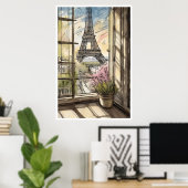 エッフェルタワーから窓ポスター ポスター (ホームオフィス)