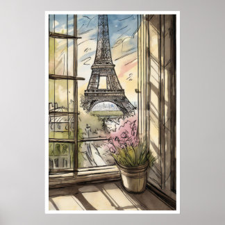 エッフェルタワーから窓ポスター ポスター