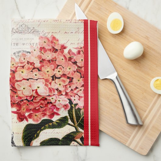 エッフェルタワーとアジサイのキッチンタオル キッチンタオル (四つ折り)