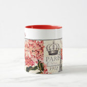 エッフェルタワーとアジサイのパーソナライズされたマグカップ マグカップ (中央)