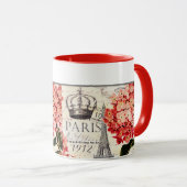 エッフェルタワーとアジサイのパーソナライズされたマグカップ マグカップ (正面右)