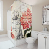 エッフェルタワーとアジサイ シャワーカーテン (インサイチュ)