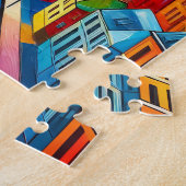 エッフェルタワーとカラフル絵を描建物 ジグソーパズル (側面)